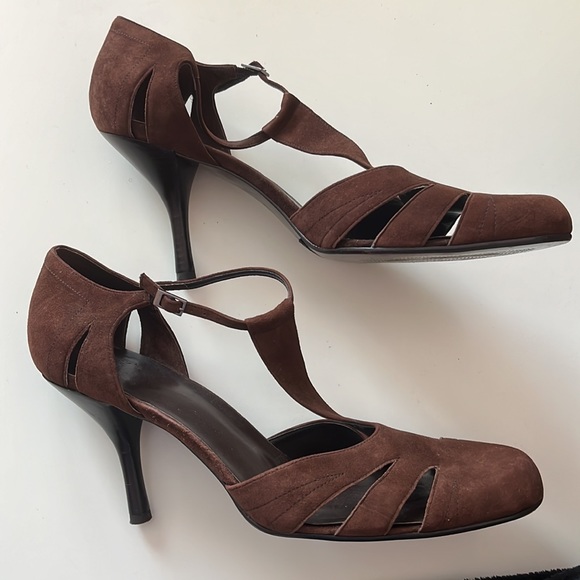 Arturo Chiang genuine leather brown suede strappy heels - Picture 2 of 4